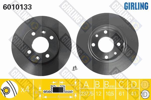 Girling 6410051 - Комплект гальм, дисковий гальмівний механізм autozip.com.ua