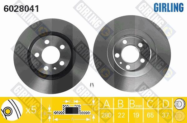 Girling 6410375 - Комплект гальм, дисковий гальмівний механізм autozip.com.ua