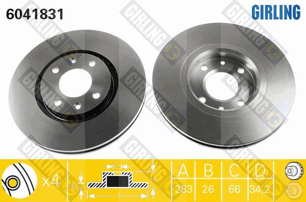 Girling 6411244 - Комплект гальм, дисковий гальмівний механізм autozip.com.ua