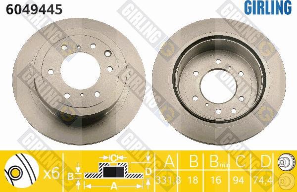 Girling 6049445 - Гальмівний диск autozip.com.ua