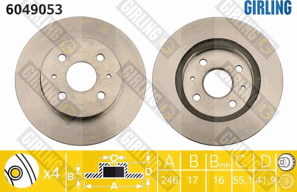 Girling 6049053 - Гальмівний диск autozip.com.ua