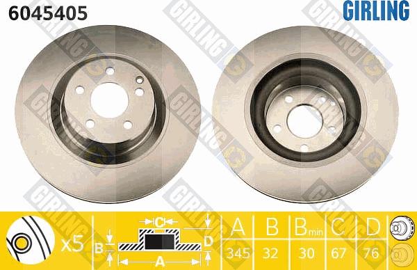 Girling 6045405 - Гальмівний диск autozip.com.ua