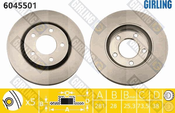 Girling 6045501 - Гальмівний диск autozip.com.ua