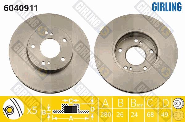 Girling 6040911 - Гальмівний диск autozip.com.ua