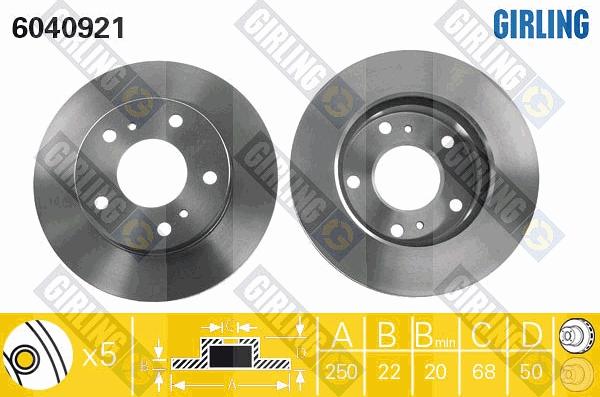 Girling 6040921 - Гальмівний диск autozip.com.ua