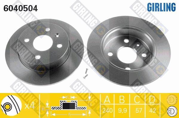 Girling 6040504 - Гальмівний диск autozip.com.ua