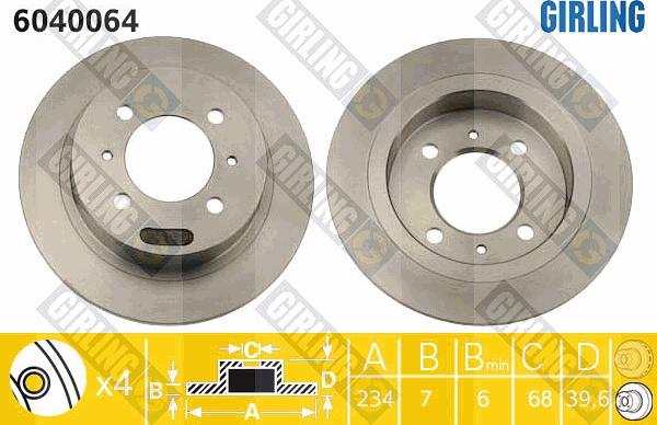 Girling 6040064 - Гальмівний диск autozip.com.ua