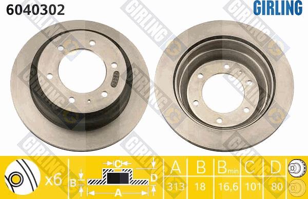 Girling 6040302 - Гальмівний диск autozip.com.ua