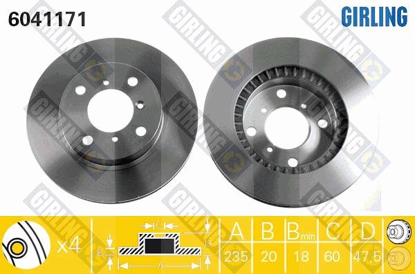 Girling 6041171 - Гальмівний диск autozip.com.ua