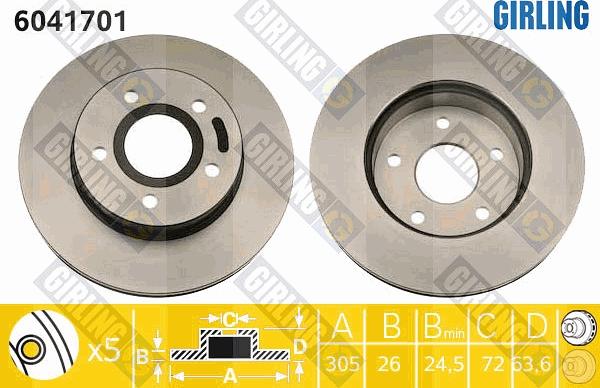 Girling 6041701 - Гальмівний диск autozip.com.ua