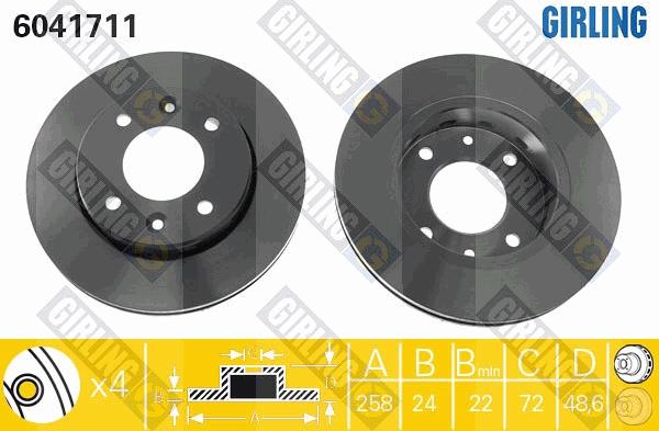 Girling 6041711 - Гальмівний диск autozip.com.ua