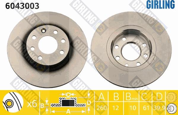 Girling 6043003 - Гальмівний диск autozip.com.ua