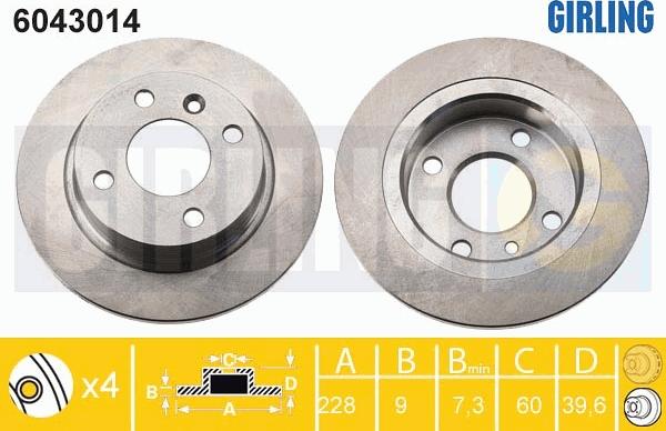 Girling 6043014 - Гальмівний диск autozip.com.ua