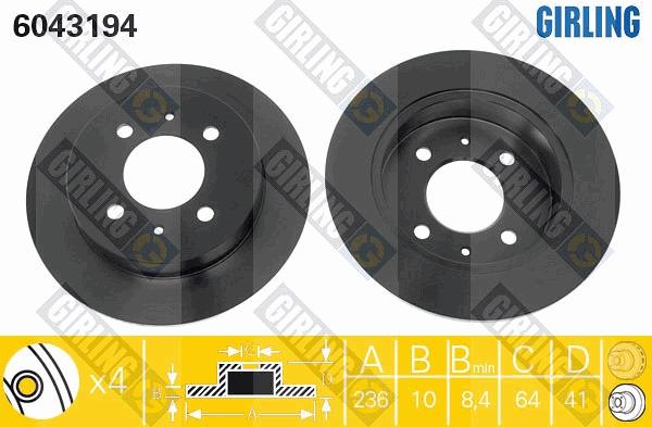 Girling 6043194 - Гальмівний диск autozip.com.ua