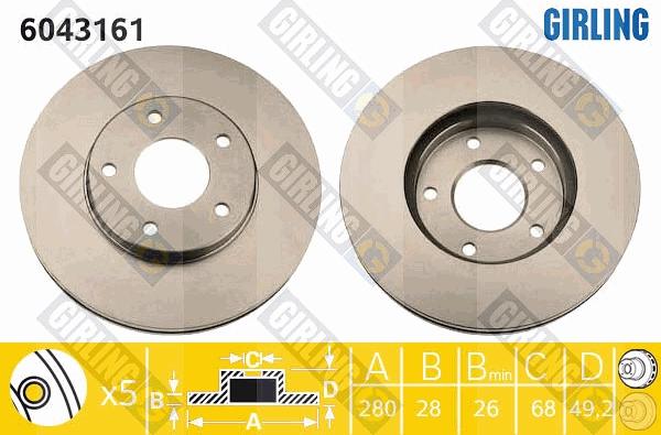 Girling 6043161 - Гальмівний диск autozip.com.ua