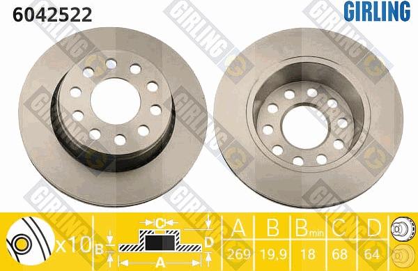 Girling 6042522 - Гальмівний диск autozip.com.ua