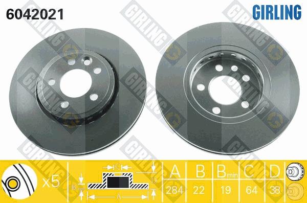 Girling 6042021 - Гальмівний диск autozip.com.ua