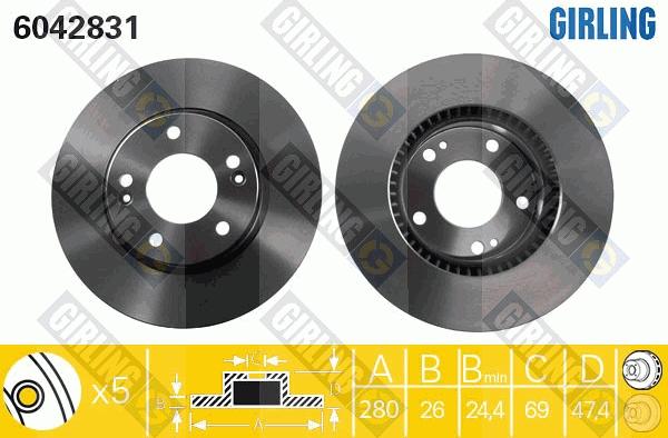 Girling 6042831 - Гальмівний диск autozip.com.ua