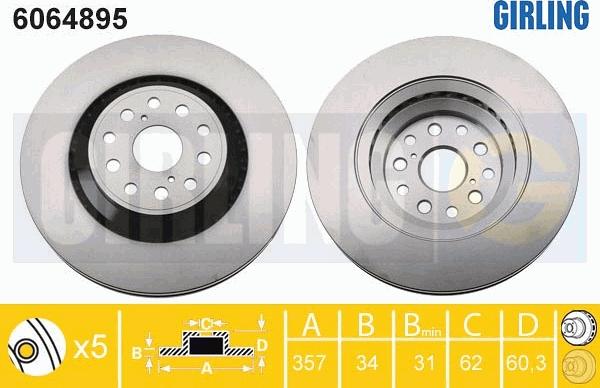 Girling 6064895 - Гальмівний диск autozip.com.ua