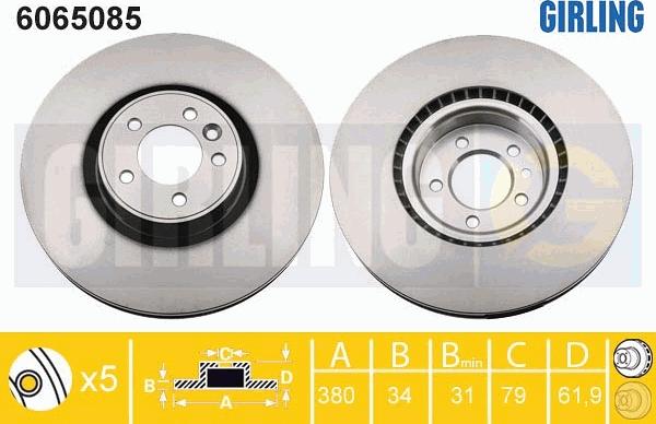 Girling 6065085 - Гальмівний диск autozip.com.ua