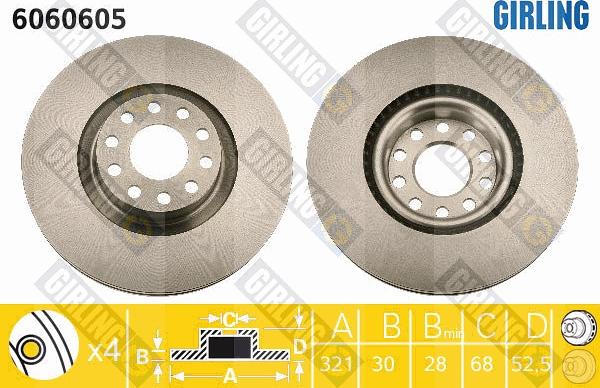 Girling 6060605 - Гальмівний диск autozip.com.ua