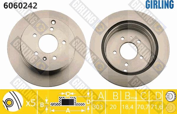 Girling 6060242 - Гальмівний диск autozip.com.ua