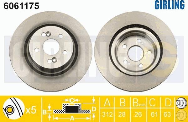 Girling 6061175 - Гальмівний диск autozip.com.ua