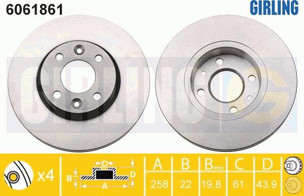 Girling 6061861 - Гальмівний диск autozip.com.ua