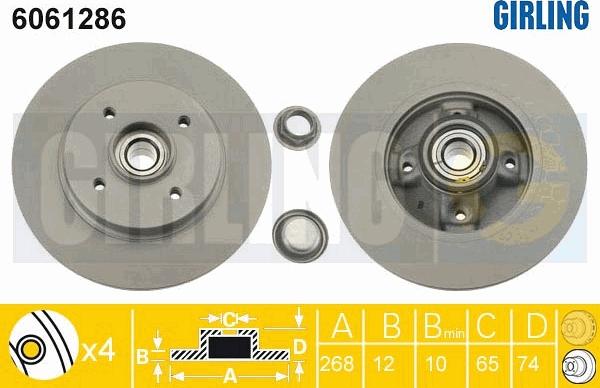 Girling 6061286 - Гальмівний диск autozip.com.ua