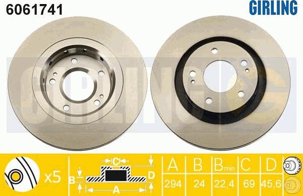 Girling 6061741 - Гальмівний диск autozip.com.ua