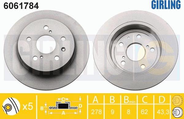 Girling 6061784 - Гальмівний диск autozip.com.ua