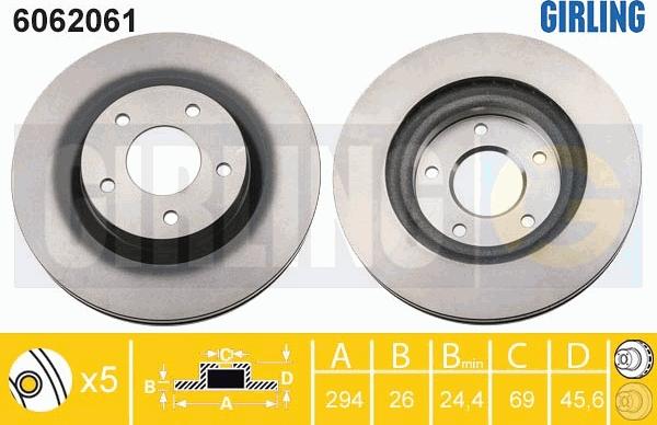 Girling 6062061 - Гальмівний диск autozip.com.ua