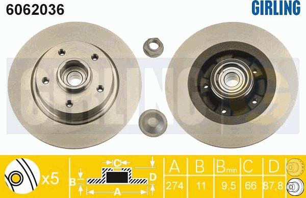 Girling 6062036 - Гальмівний диск autozip.com.ua