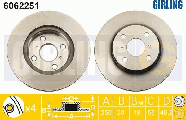 Girling 6062251 - Гальмівний диск autozip.com.ua