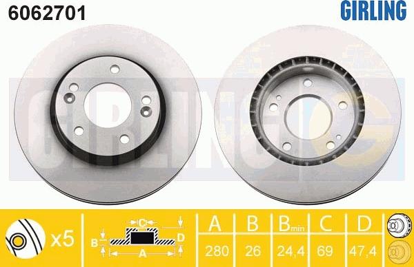 Girling 6062701 - Гальмівний диск autozip.com.ua