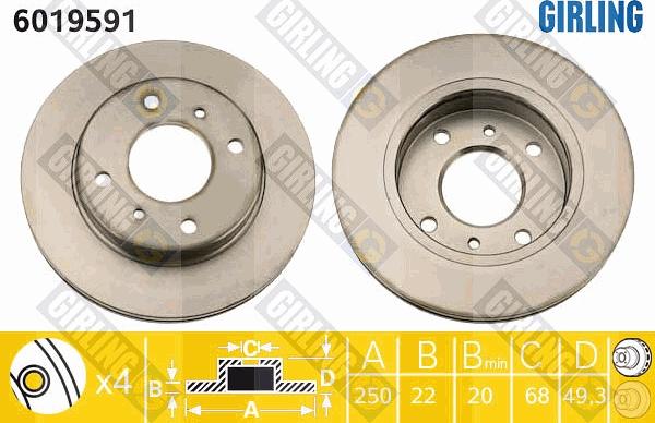 Girling 6019591 - Гальмівний диск autozip.com.ua