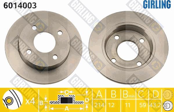 Girling 6014003 - Гальмівний диск autozip.com.ua