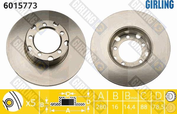 Girling 6015773 - Гальмівний диск autozip.com.ua