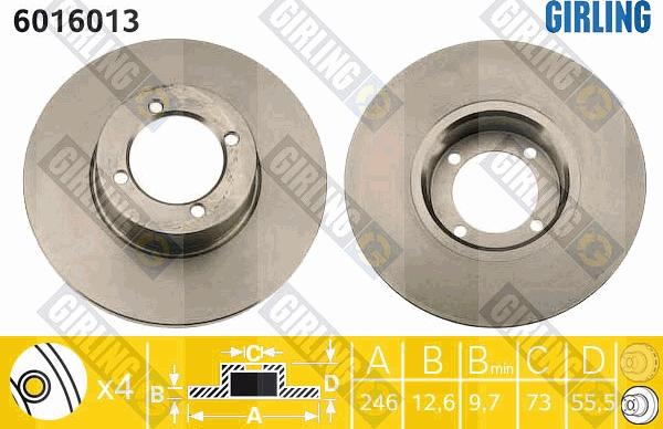 Girling 6016013 - Гальмівний диск autozip.com.ua