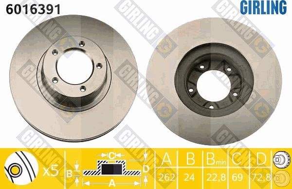 Girling 6016391 - Гальмівний диск autozip.com.ua