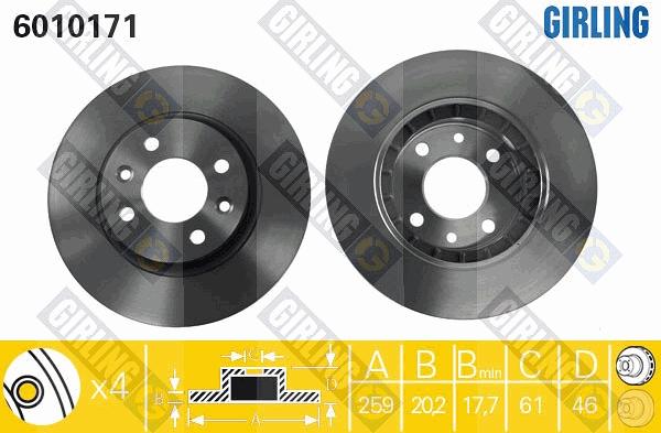 Girling 6010171 - Гальмівний диск autozip.com.ua