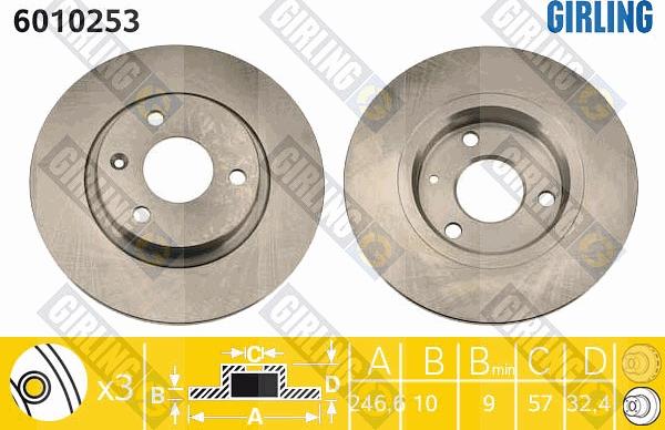 Girling 6010253 - Гальмівний диск autozip.com.ua