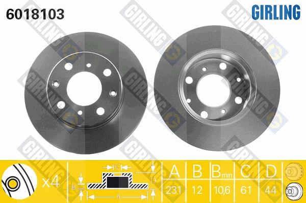 Girling 6018103 - Гальмівний диск autozip.com.ua