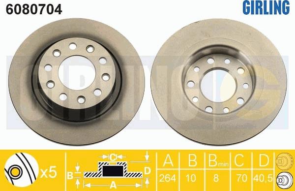 Girling 6080704 - Гальмівний диск autozip.com.ua