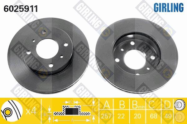 Girling 6025911 - Гальмівний диск autozip.com.ua