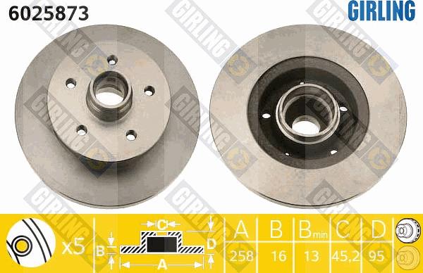 Girling 6025873 - Гальмівний диск autozip.com.ua