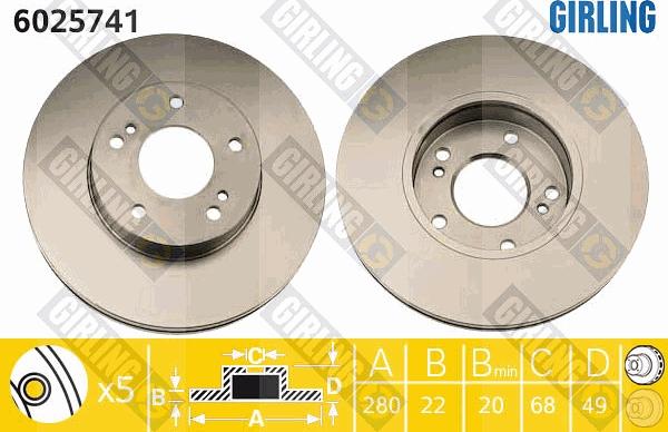 Girling 6025741 - Гальмівний диск autozip.com.ua