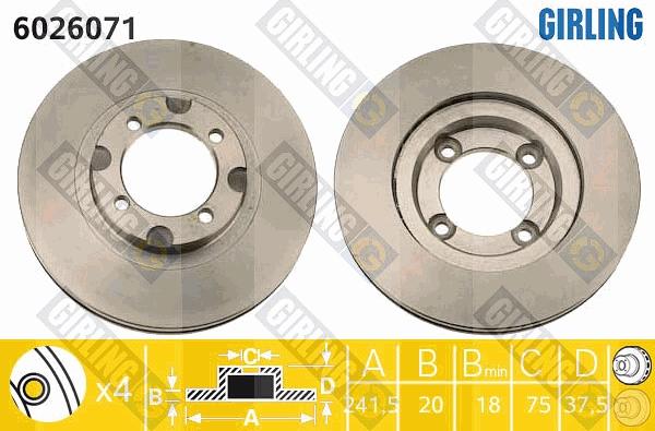 Girling 6026071 - Гальмівний диск autozip.com.ua