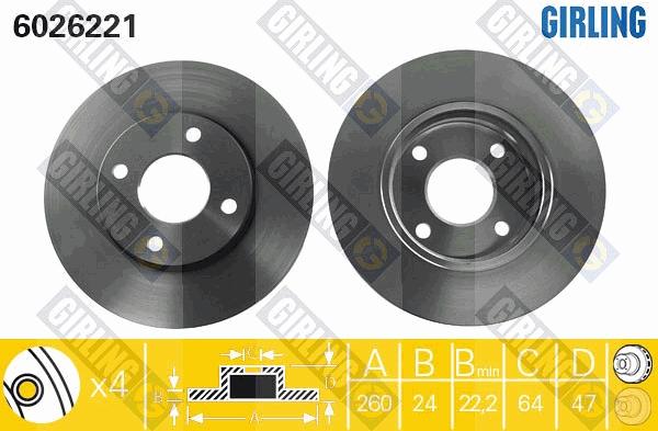 Girling 6026221 - Гальмівний диск autozip.com.ua