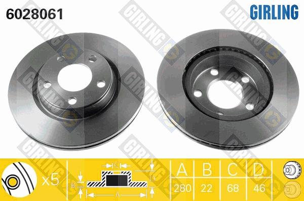 Girling 6028061 - Гальмівний диск autozip.com.ua